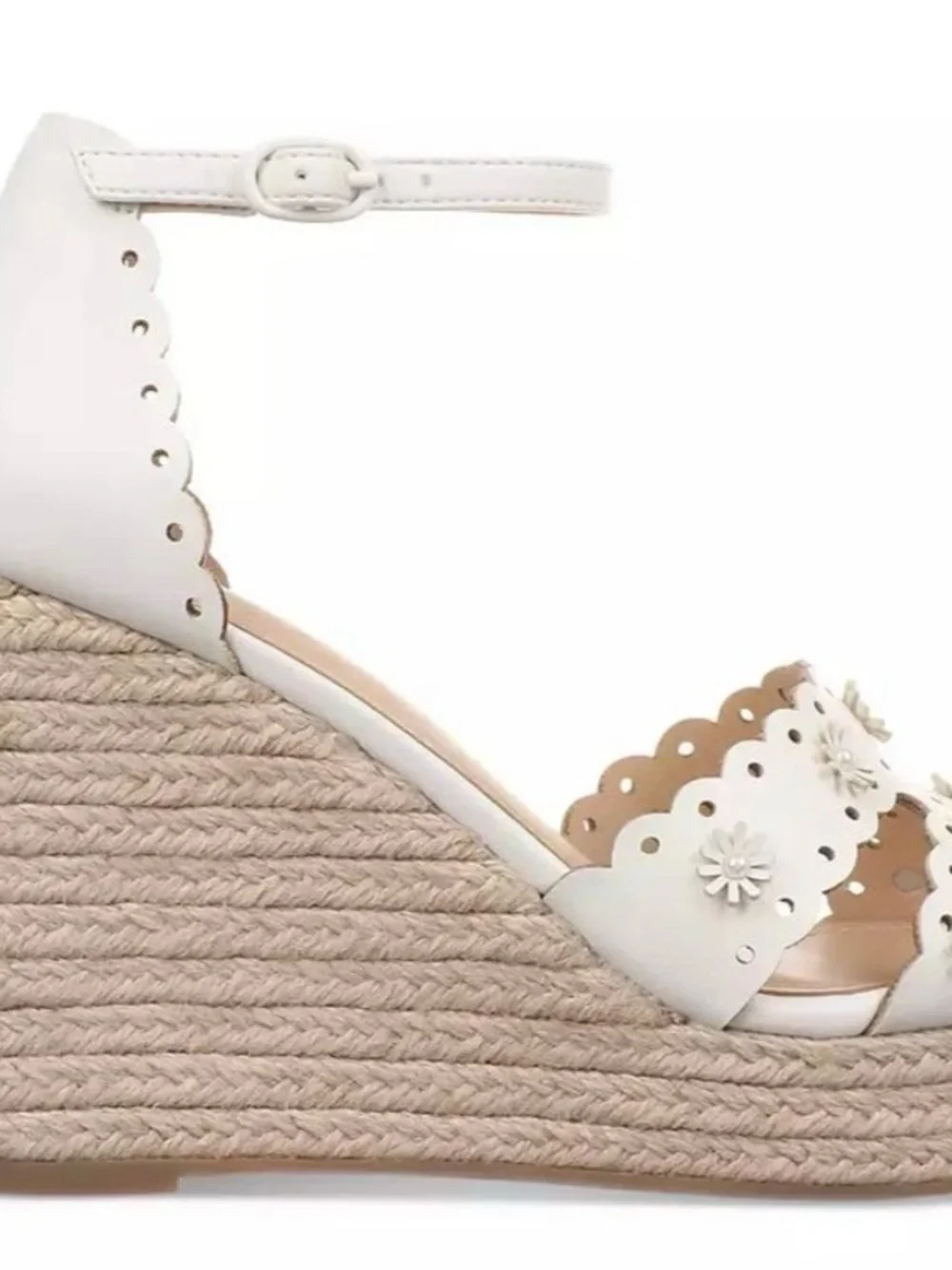 ON 34TH NWB $79 Theodoreep White Linen Espadrille Wedge Sandals